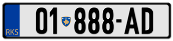 REPUBLIC OF KOSOVO EURO LICENSE  PLATE  -- EMBOSSED WITH YOUR CUSTOM NUMBER