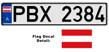 AUSTRIA EUROSTYLE LICENSE PLATE -- EMBOSSED WITH YOUR CUSTOM NUMBER