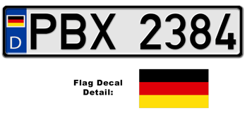 GERMAN EUROSTYLE LICENSE  PLATE -EMBOSSED WITH YOUR CUSTOM NUMBER