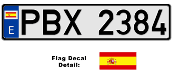 SPAIN EUROSTYLE LICENSE PLATE -- EMBOSSED WITH YOUR CUSTOM NUMBER
