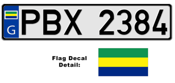 GABON EUROSTYLE LICENSE PLATE -- EMBOSSED WITH YOUR CUSTOM NUMBER
