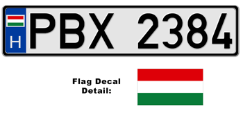 HUNGARY EUROSTYLE LICENSE PLATE -- EMBOSSED WITH YOUR CUSTOM NUMBER
