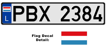 LUXEMBOURG EUROSTYLE LICENSE PLATE -- EMBOSSED WITH YOUR CUSTOM NUMBER