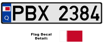 QATAR EUROSTYLE LICENSE PLATE -- EMBOSSED WITH YOUR CUSTOM NUMBER