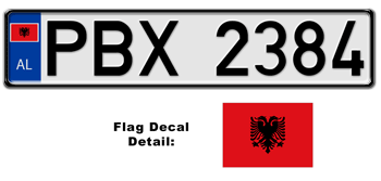ALBANIA EUROSTYLE LICENSE  PLATE  -- EMBOSSED WITH YOUR CUSTOM NUMBER