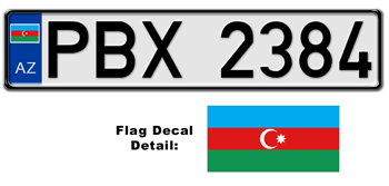 AZERBAIJAN EUROSTYLE LICENSE PLATE -- EMBOSSED WITH YOUR CUSTOM NUMBER