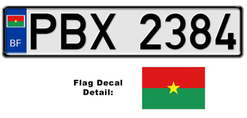 BURKINA-FASO EUROSTYLE LICENSE PLATE -- EMBOSSED WITH YOUR CUSTOM NUMBER