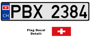 SWITZERLAND EUROSTYLE LICENSE PLATE -- EMBOSSED WITH YOUR CUSTOM NUMBER