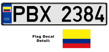 COLOMBIA EUROSTYLE LICENSE  PLATE  -- 