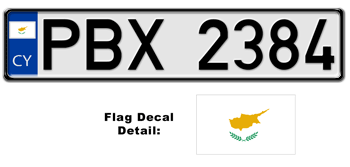CYPRUS EUROSTYLE LICENSE  PLATE  -- EMBOSSED WITH YOUR CUSTOM NUMBER