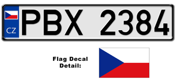 CZECH EUROPEAN LICENSE PLATE -- EMBOSSED WITH YOUR CUSTOM NUMBER