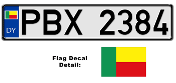 BENIN EUROSTYLE LICENSE PLATE -- EMBOSSED WITH YOUR CUSTOM NUMBER