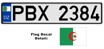 ALGERIA EUROSTYLE LICENSE PLATE -- EMBOSSED WITH YOUR CUSTOM NUMBER