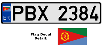 ERITREA EUROSTYLE LICENSE  PLATE  -- EMBOSSED WITH YOUR CUSTOM NUMBER