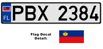 LIECHTENSTEIN EUROSTYLE LICENSE PLATE -- EMBOSSED WITH YOUR CUSTOM NUMBER