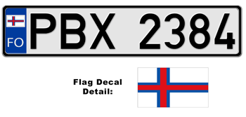 FAEROE EUROSTYLE LICENSE PLATE -- EMBOSSED WITH YOUR CUSTOM NUMBER