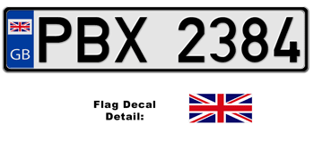 UNITED KINGDOM EUROSTYLE LICENSE PLATE -- EMBOSSED WITH YOUR CUSTOM NUMBER