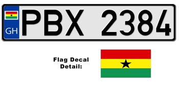 GHANA EUROSTYLE LICENSE PLATE -- EMBOSSED WITH YOUR CUSTOM NUMBER