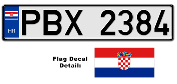 CORATIA EUROSTYLE LICENSE PLATE -- EMBOSSED WITH YOUR CUSTOM NUMBER
