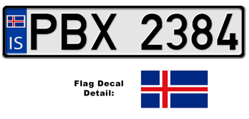 ICELAND EUROSTYLE LICENSE  PLATE  -- 