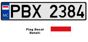 MONACO EUROSTYLE LICENSE  PLATE  -- EMBOSSED WITH YOUR CUSTOM NUMBER
