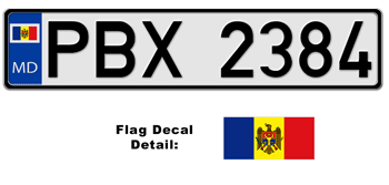 MOLDOVA EUROSTYLE LICENSE PLATE -- EMBOSSED WITH YOUR CUSTOM NUMBER
