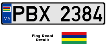 MAURITIUS EUROSTYLE LICENSE PLATE -- EMBOSSED WITH YOUR CUSTOM NUMBER