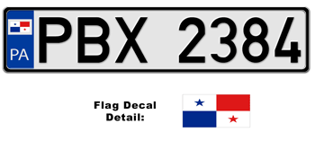 PANAMA EUROSTYLE LICENSE PLATE -- EMBOSSED WITH YOUR CUSTOM NUMBER