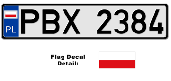 POLAND EUROSTYLE LICENSE PLATE -- EMBOSSED WITH YOUR CUSTOM NUMBER