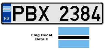 BOTSWANA EUROSTYLE LICENSE PLATE -- EMBOSSED WITH YOUR CUSTOM NUMBER