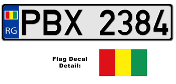 GUINEA EUROSTYLE LICENSE PLATE -- EMBOSSED WITH YOUR CUSTOM NUMBER