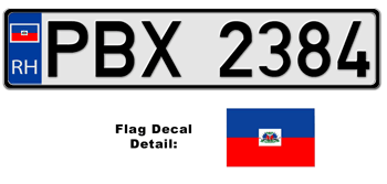 HAITI EUROSTYLE LICENSE PLATE -- EMBOSSED WITH YOUR CUSTOM NUMBER