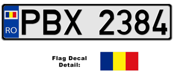 ROMANIA EUROSTYLE LICENSE  PLATE  -- EMBOSSED WITH YOUR CUSTOM NUMBER