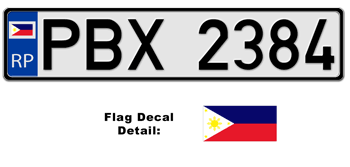 PHILIPPINES EUROSTYLE (RP) LICENSE  PLATE  -- EMBOSSED WITH YOUR CUSTOM NUMBER