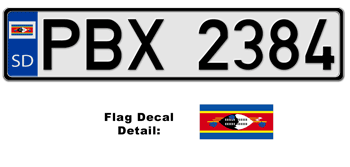 SWAZILAND EUROSTYLE LICENSE PLATE -- EMBOSSED WITH YOUR CUSTOM NUMBER
