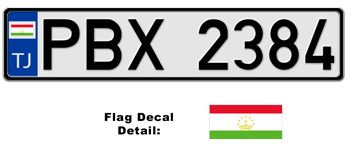 TAJIKISTAN EUROSTYLE LICENSE  PLATE  -- EMBOSSED WITH YOUR CUSTOM NUMBER