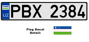 UZBEKISTAN EUROSTYLE LICENSE PLATE -- EMBOSSED WITH YOUR CUSTOM NUMBER