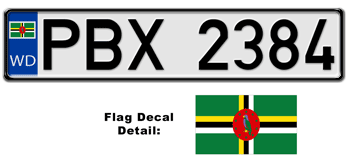 DOMINICA EUROSTYLE LICENSE PLATE -- EMBOSSED WITH YOUR CUSTOM NUMBER
