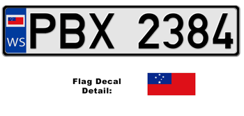 WESTERN SAMOA EUROSTYLE LICENSE PLATE -- EMBOSSED WITH YOUR CUSTOM NUMBER