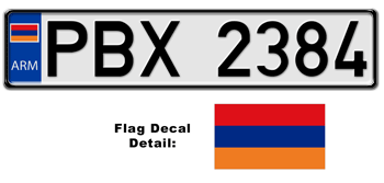 ARMENIA EUROSTYLE LICENSE PLATE -- EMBOSSED WITH YOUR CUSTOM NUMBER