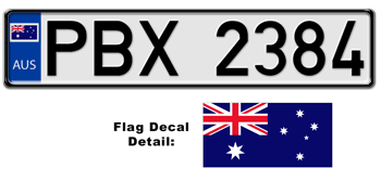 AUSTRALIA EUROSTYLE LICENSE  PLATE  -- EMBOSSED WITH YOUR CUSTOM NUMBER