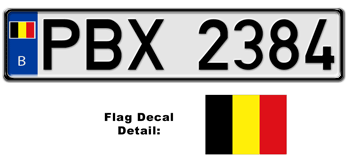 BELGIUM EUROSTYLE LICENSE  PLATE  -- EMBOSSED WITH YOUR CUSTOM NUMBER