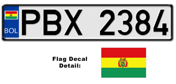 BOLIVIA EUROSTYLE LICENSE  PLATE  -- 