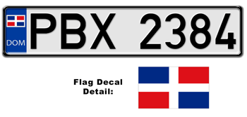 DOMINICAN REPUBLIC EUROSTYLE LICENSE PLATE -- EMBOSSED WITH YOUR CUSTOM NUMBER