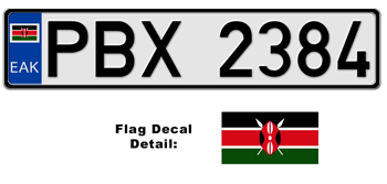 KENYA EUROSTYLE LICENSE PLATE -- EMBOSSED WITH YOUR CUSTOM NUMBER