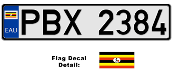 UGANDA EUROSTYLE LICENSE PLATE -- EMBOSSED WITH YOUR CUSTOM NUMBER