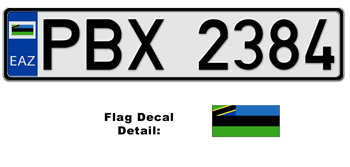 ZANZIBAR EUROSTYLE LICENSE PLATE -- EMBOSSED WITH YOUR CUSTOM NUMBER