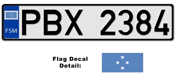 MICRONESIA EUROSTYLE LICENSE PLATE -- EMBOSSED WITH YOUR CUSTOM NUMBER