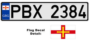 GUERNSEY EUROSTYLE LICENSE PLATE -- EMBOSSED WITH YOUR CUSTOM NUMBER
