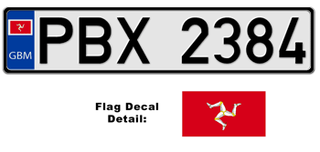 ISLE OF MAN EUROSTYLE LICENSE PLATE -- EMBOSSED WITH YOUR CUSTOM NUMBER